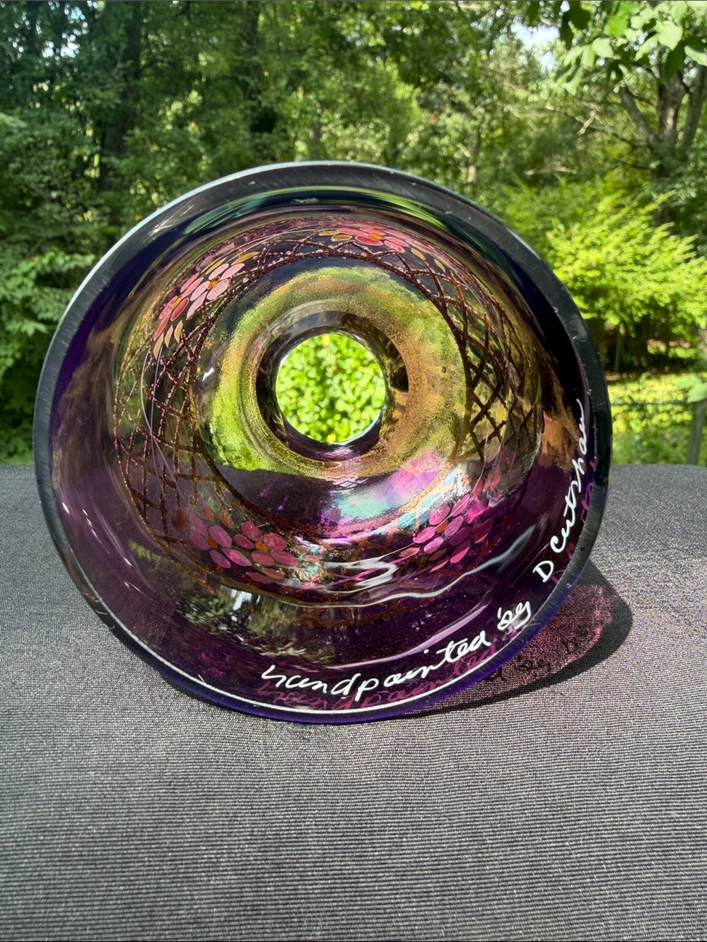 Fenton Iridescent Purple 3 Piece Fairy Light with Hand-Painted Floral Band - Picture 6 of 9
